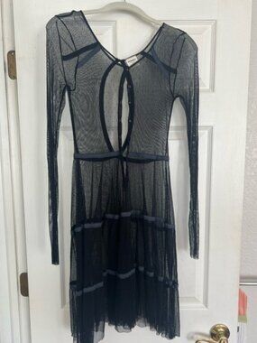 Free People Black Sheer Long Sleeve Dress